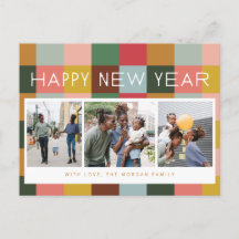 Carte de vœux de vacances à motifs colorés