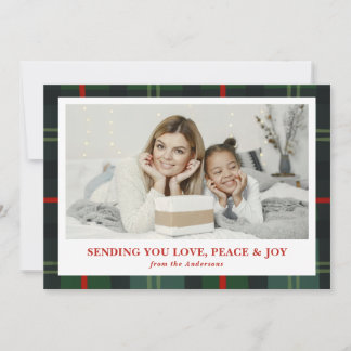 Carte de vœux de vacances à plaid "Amour, Paix & J
