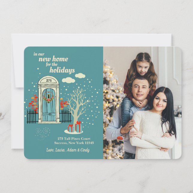 Carte de vœux de vacances avec photo de porte d'en (Devant)