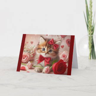 Carte de vœux de vacances avec un chaton avec des