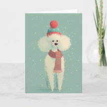 Carte de vœux de vacances Caniche Blanc