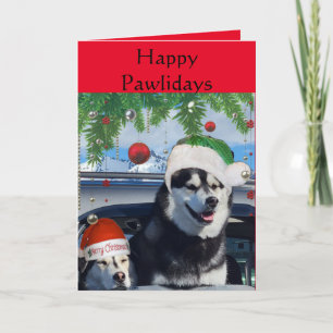 Carte de voeux de vacances Cute Huskies