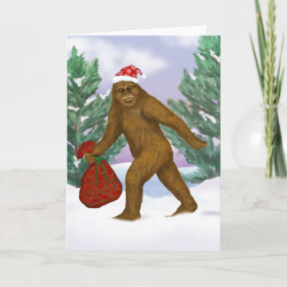Carte de voeux de vacances de Bigfoot Père Noël