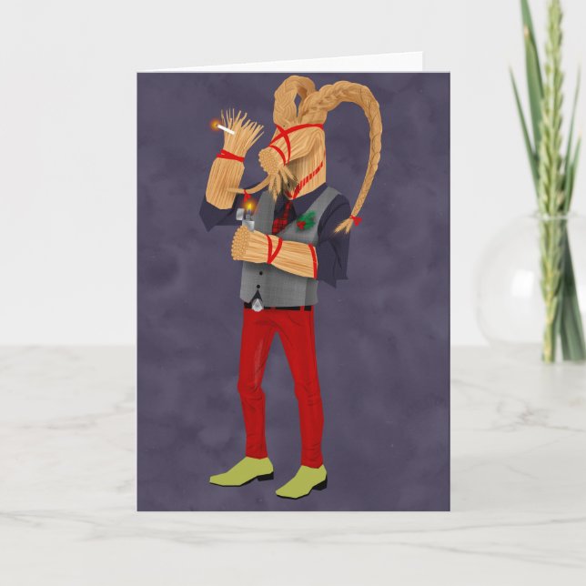 Carte de voeux de vacances de chèvre de Noël (Devant)