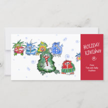 Carte de vœux de vacances de dessin animé KIWIshes