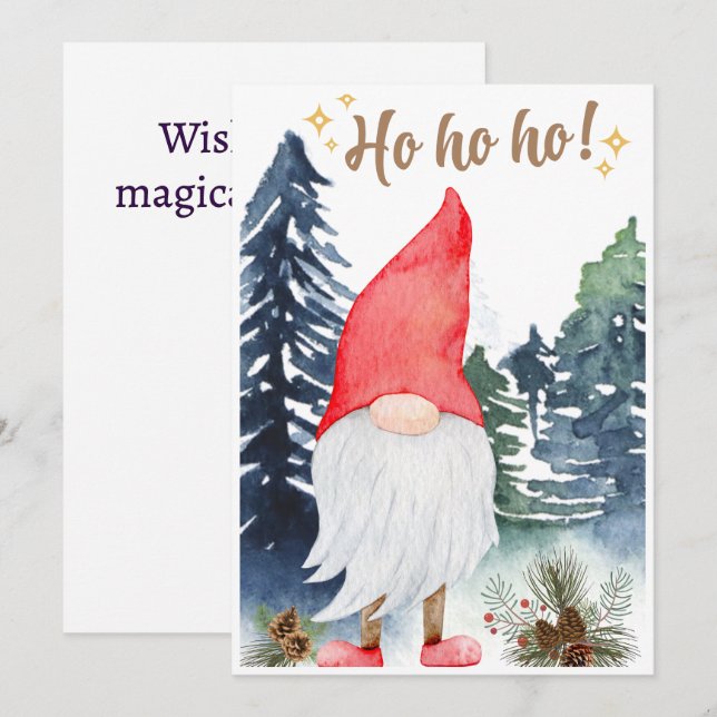 Carte de vœux de vacances de lutin magique (Devant / Derrière)