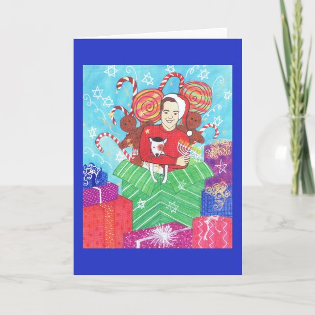 Carte de voeux de vacances de Noël de Hanoukka (Devant)