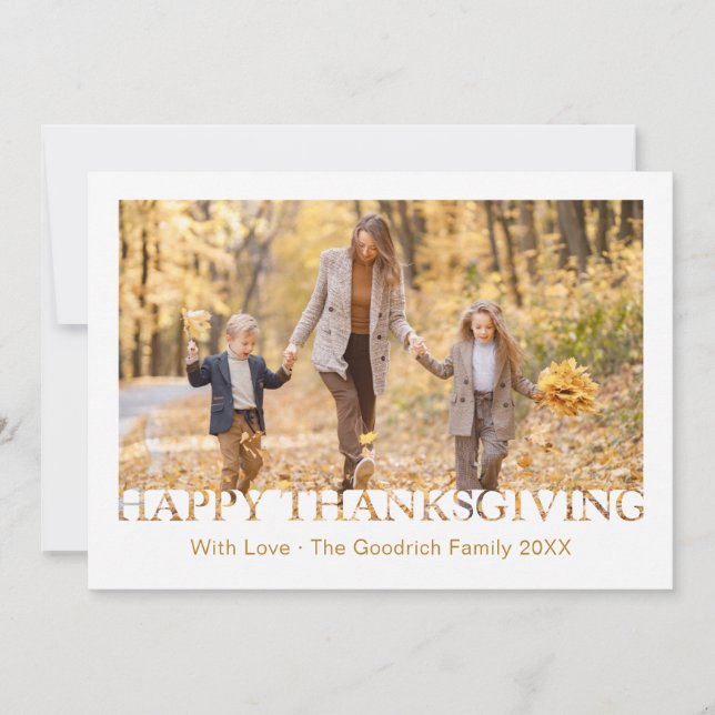 Carte de vœux de vacances de photo de Thanksgiving (Devant)