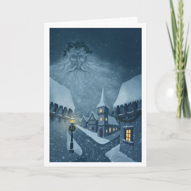 carte de vœux de vacances du vieil homme hiver (Devant)