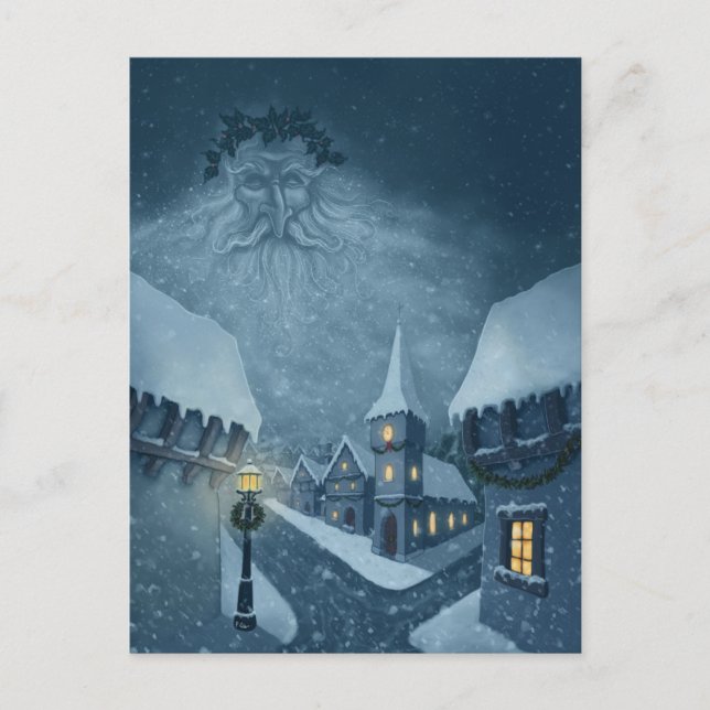 carte de vœux de vacances du vieil homme hiver (Devant)