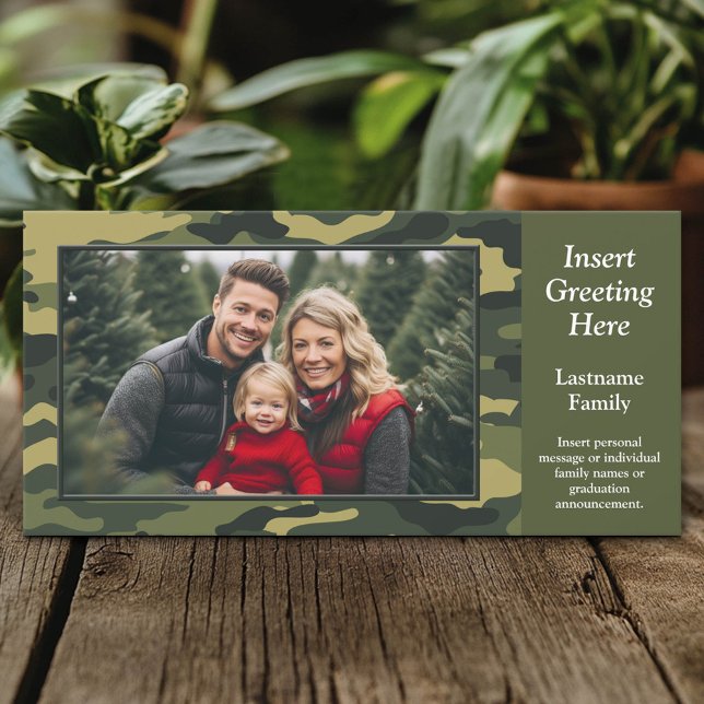 Carte de voeux de vacances en Camo Vert (Custom Photo Card)