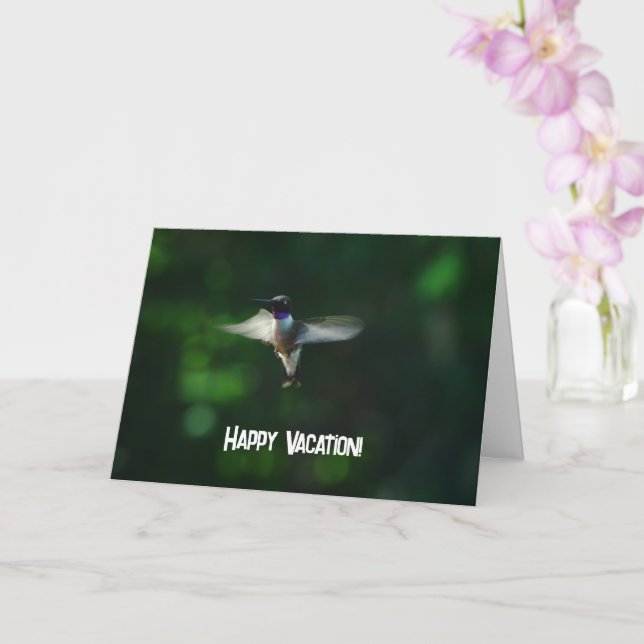 Carte de voeux de vacances en vol de colibri (Orchidée)