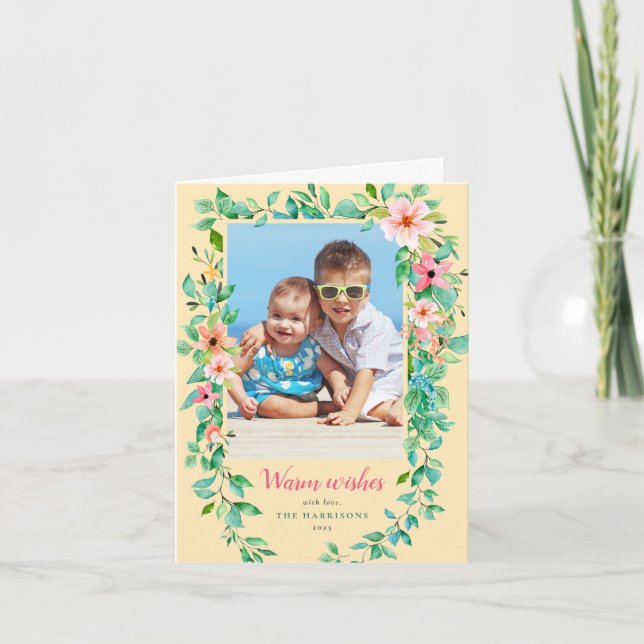 Carte de vœux de vacances Fleurs tropicales de vœu (Devant)
