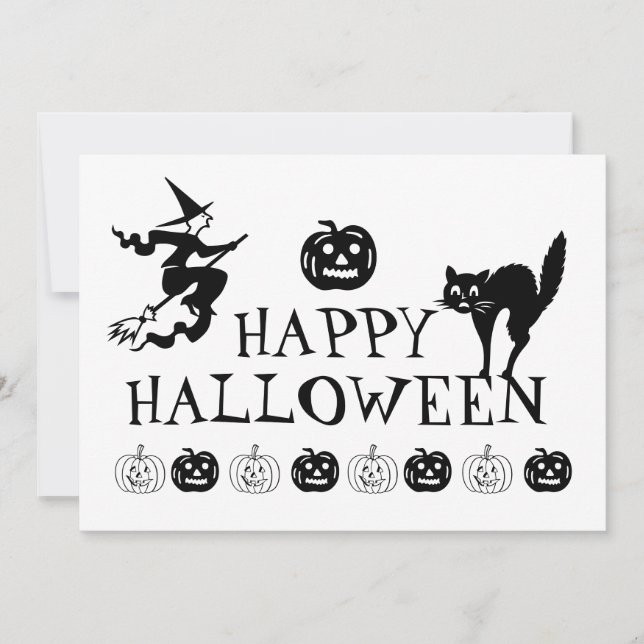 Carte de vœux de vacances Halloween noir blanc eff (Devant)