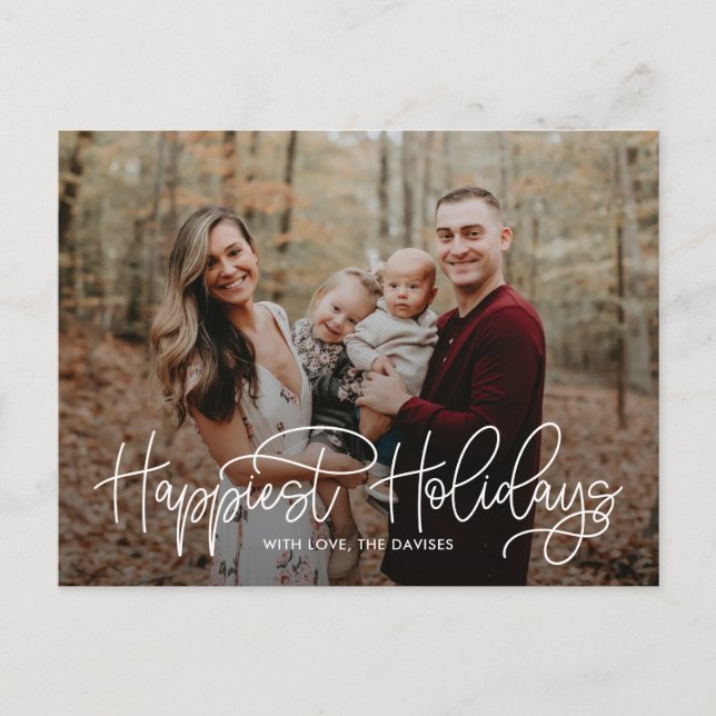 Carte de vœux de vacances heureuse écriture Hip (Devant)