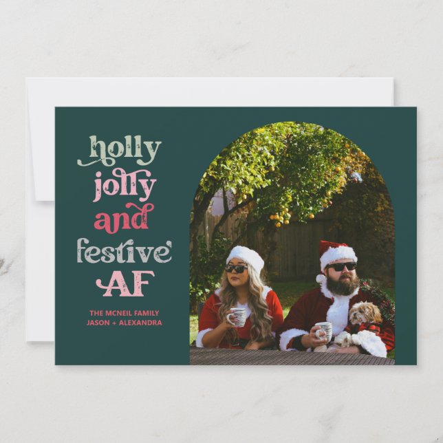 Carte de vœux de vacances Holly Jolly et Festive A (Devant)