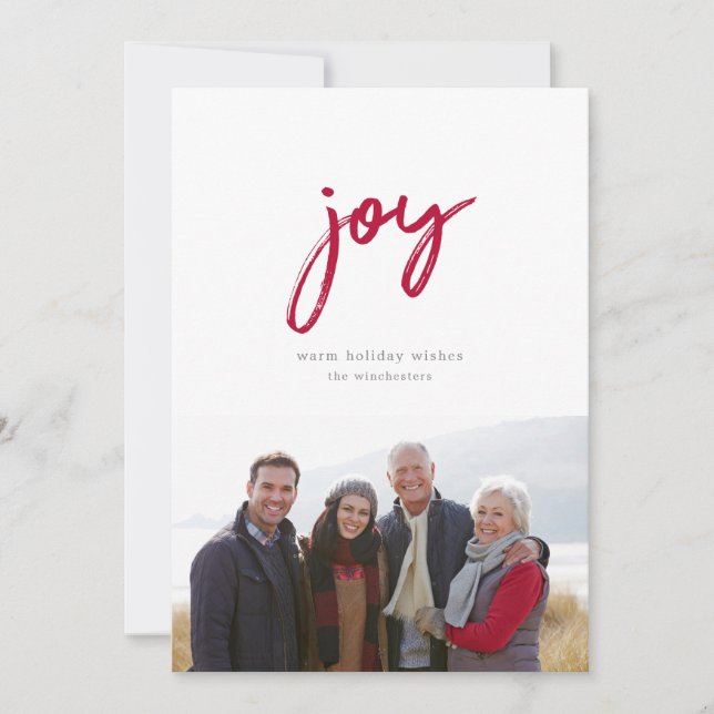 Carte de vœux de vacances Joie en Rouge (Devant)