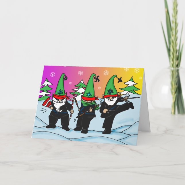 Carte de voeux de vacances Ninja Elves (Devant)