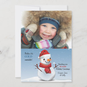 Carte de vœux de vacances photo avec Frosty