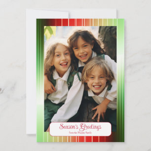 Carte de vœux de vacances photo avec rayures rouge
