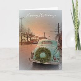 Carte de voeux de vacances Vintage Voiture Mémoire