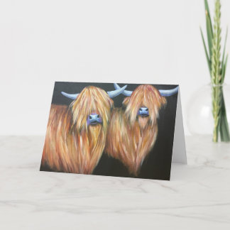 carte de voeux de vache de montagne, vide à l'inté