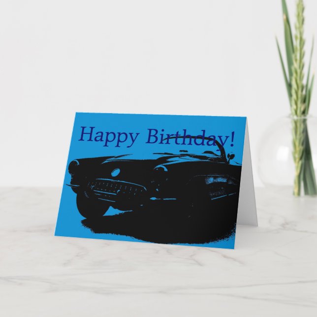 Carte de voeux de voiture de joyeux anniversaire (Devant)