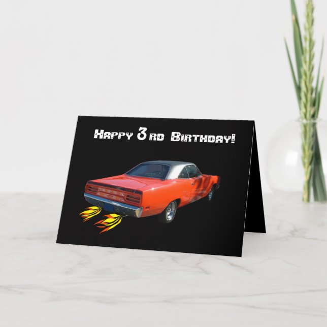 Carte de voeux de voiture de muscle de joyeux (Devant)