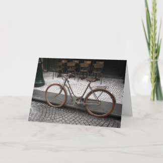Carte de voeux de voyage de fève - vieux vélo à
