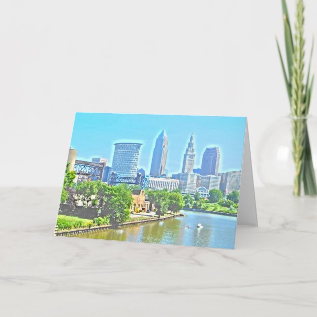 Carte de voeux de vue de Cleveland, la rivière (Devant)