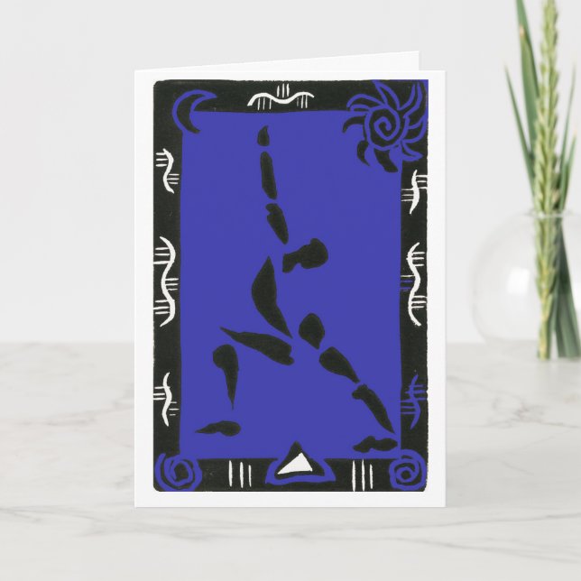 Carte de voeux de yoga avec Virabhadrasana I (Devant)