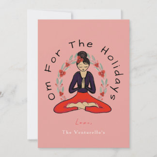 Carte de vœux de yoga familiale 'Om pour les fêtes