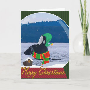 Carte de voeux d'Elf d'épaulard de Joyeux Noël