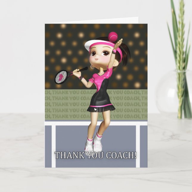 Carte de voeux d'entraîneur de tennis de Merci (Devant)