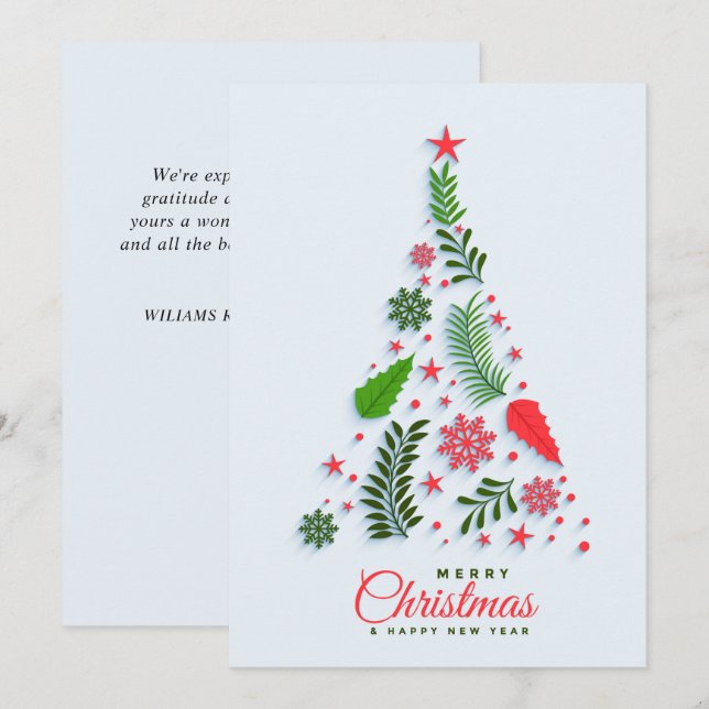 Carte de vœux d'entreprise Arbre de Noël à Baies d (Devant / Derrière)