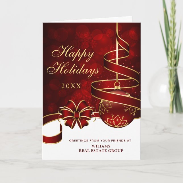 Carte de vœux d'entreprise Boule de Noël Étincelle (Devant)