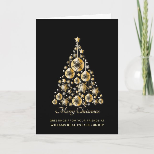 Carte de vœux d'entreprise Étoiles de Noël à paill (Devant)