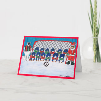 Carte de voeux d'équipe de football de Père Noël