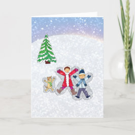 Carte de voeux des anges de neige