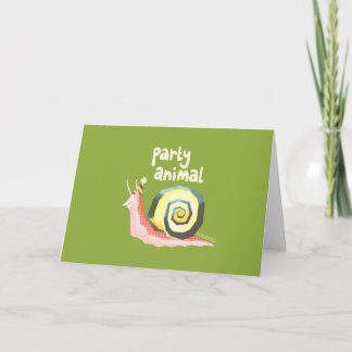Carte de vœux d'escargot animal de fête (vert)