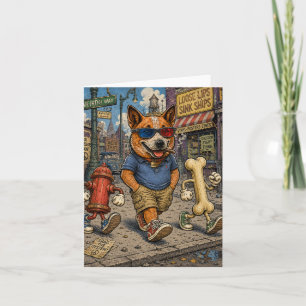 Carte de vœux dessin animé rétro