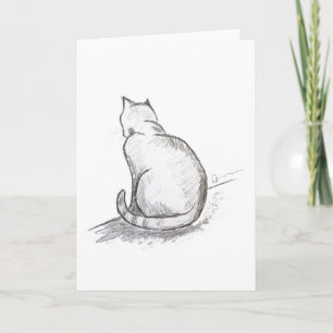 Carte de vœux dessin au crayon de chat