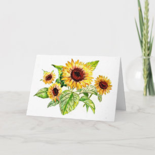 Carte de voeux, Dessin de bouquet de tournesol
