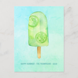 Carte de vœux d'été au popsicle à l'aquarelle
