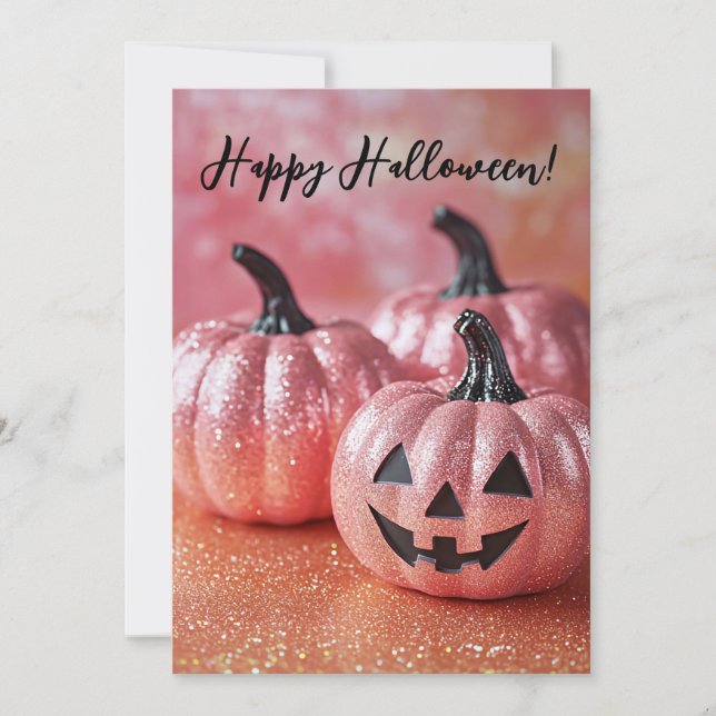 Carte de vœux d'Halloween Citrouilles Pailletées (Devant)