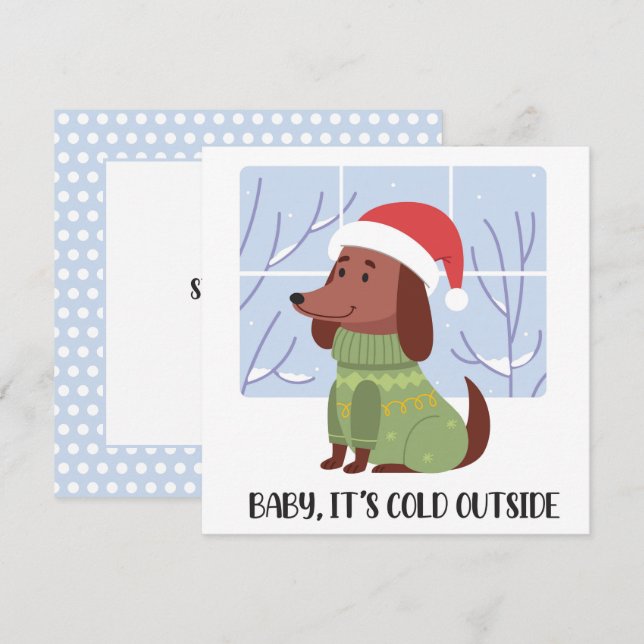 Carte de voeux d'hiver Dachshund (Devant / Derrière)