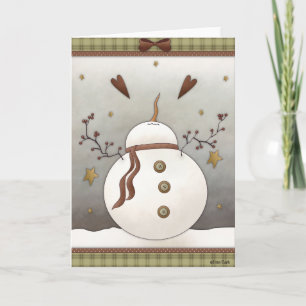 Carte de vœux d'hiver vierge Bonhomme de neige 4