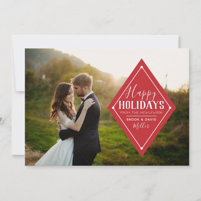 Carte de vœux diamant pour jeunes mariés avec phot (Devant)