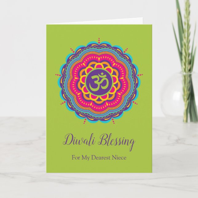 Carte de voeux Diwali en Mandala couleur vive (Devant)