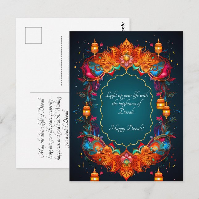 Carte de vœux Diwali magnifique  (Devant / Derrière)